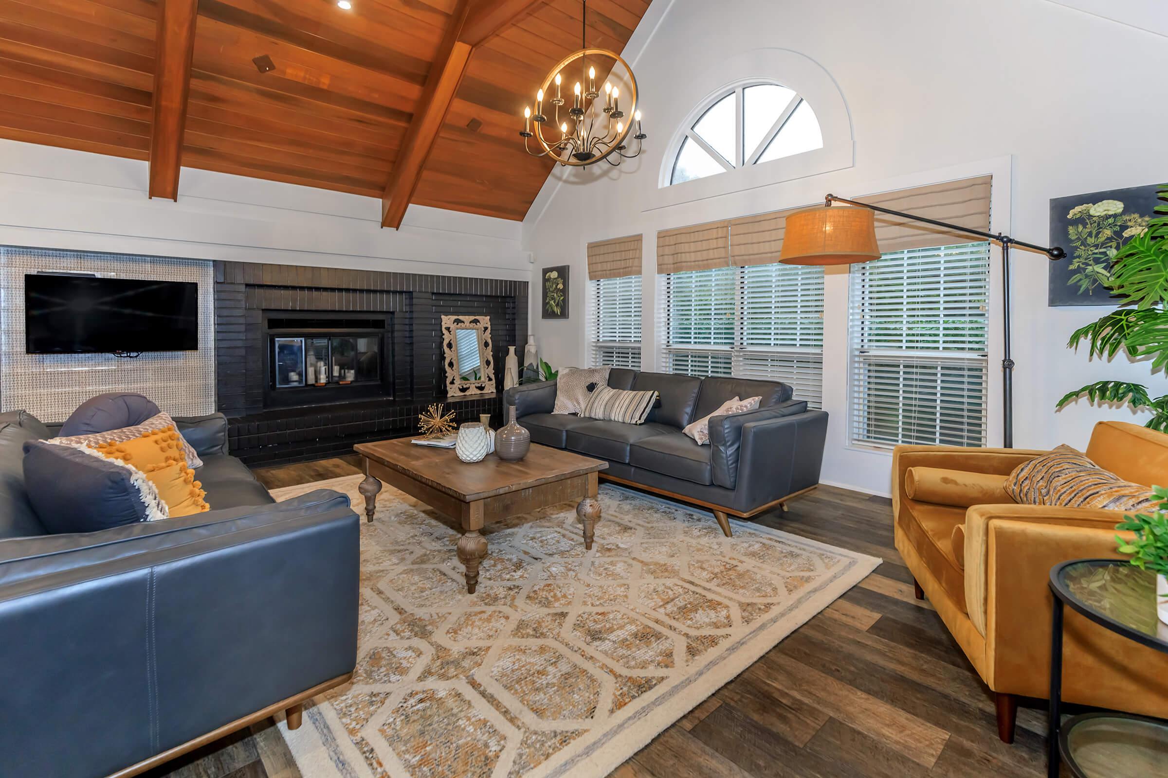 fireplace and living area